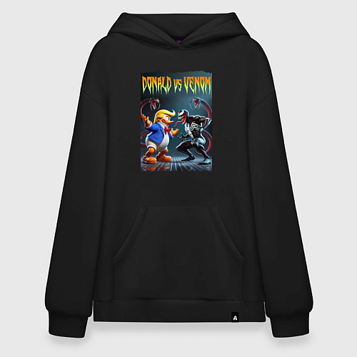 Худи оверсайз Donald vs Venom - ai art fantasy / Черный – фото 1