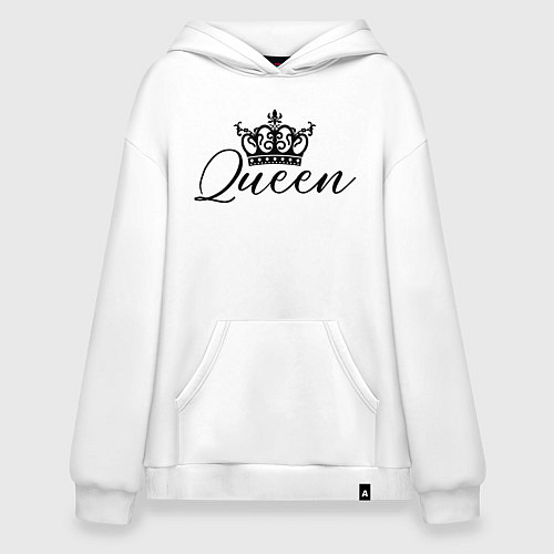 Худи оверсайз The Queen with the crown - couple print / Белый – фото 1