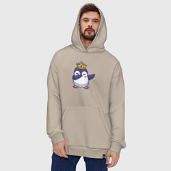 Толстовка-худи оверсайз Король пингвин, цвет: миндальный — фото 2