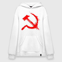Толстовка-худи оверсайз Sickle and hammer red paint, цвет: белый