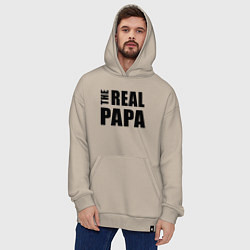 Толстовка-худи оверсайз The real papa, цвет: миндальный — фото 2