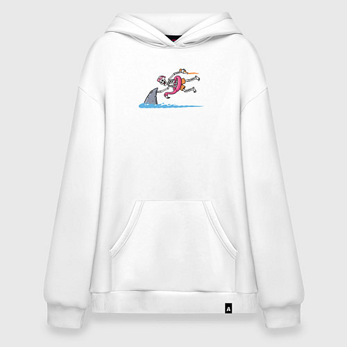 Худи оверсайз Скелет и акула / Белый – фото 1