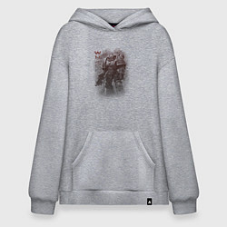 Толстовка-худи оверсайз Мощный космодесантник, цвет: меланж