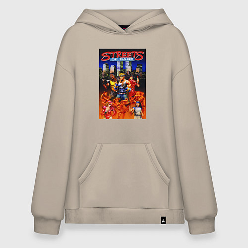 Худи оверсайз Streets of rage - bare knuckle / Миндальный – фото 1