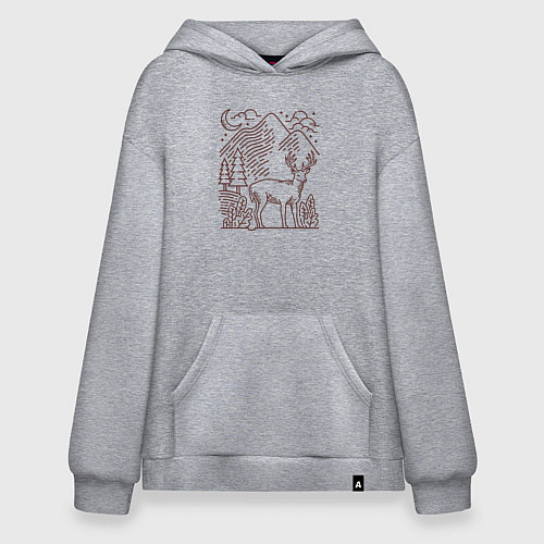 Худи оверсайз Горы и олень / Меланж – фото 1