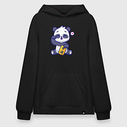 Толстовка-худи оверсайз Cute panda, цвет: черный