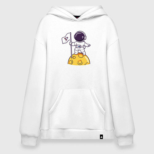 Худи оверсайз Астронавт прибыл на луну / Белый – фото 1