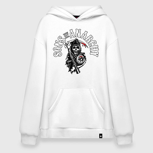Худи оверсайз Сыны анархии - логотип / Белый – фото 1