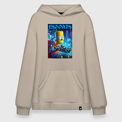 Толстовка-худи оверсайз Cyber Bart Simpson - esport, цвет: миндальный