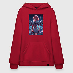 Толстовка-худи оверсайз Zero two - Darling in the Franxx - cyberpunk, цвет: красный