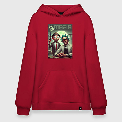 Худи оверсайз Мафиози Рик и Морти - нейроарт фантазия / Красный – фото 1