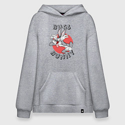 Толстовка-худи оверсайз Багз Банни - кролик, цвет: меланж
