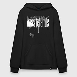 Толстовка-худи оверсайз Кресты с потеками краски, цвет: черный