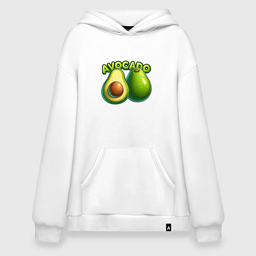 Худи оверсайз Авокадо с надписью / Белый – фото 1
