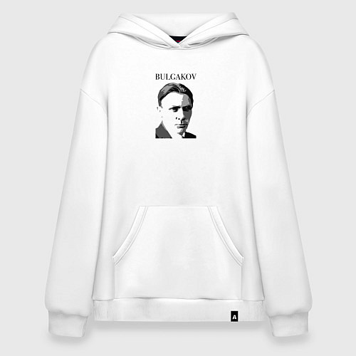 Худи оверсайз Михаил Булгаков портрет в черно-белом / Белый – фото 1