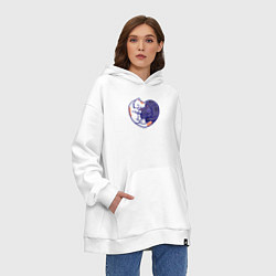 Толстовка-худи оверсайз Сердечные котики, цвет: белый — фото 2