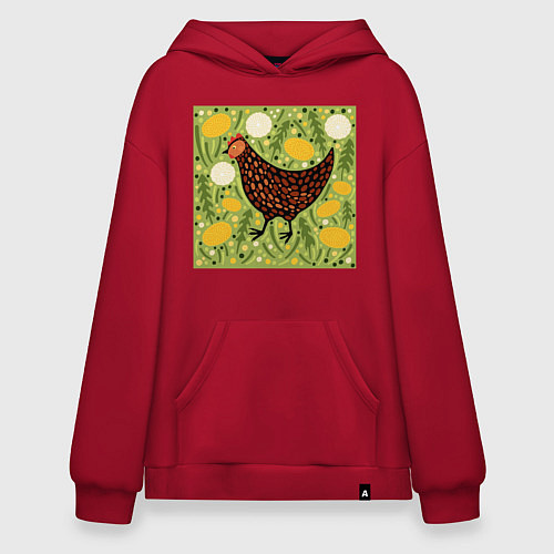 Худи оверсайз Курочка ряба / Красный – фото 1