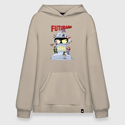 Толстовка-худи оверсайз Futurama all, цвет: миндальный