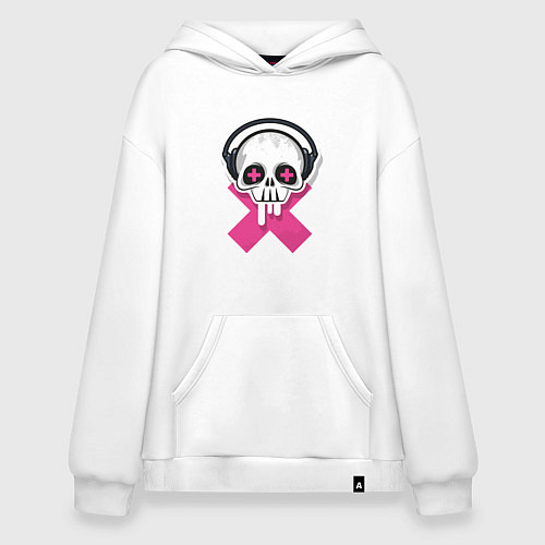 Худи оверсайз Череп в наушниках / Белый – фото 1