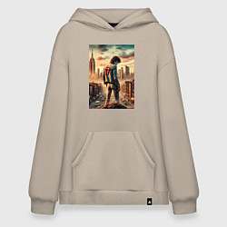 Толстовка-худи оверсайз Mick Jagger is the world legend, цвет: миндальный