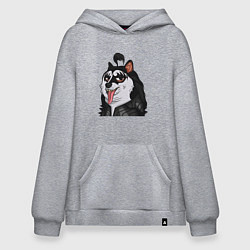 Толстовка-худи оверсайз NFT Doge - Kiss, цвет: меланж