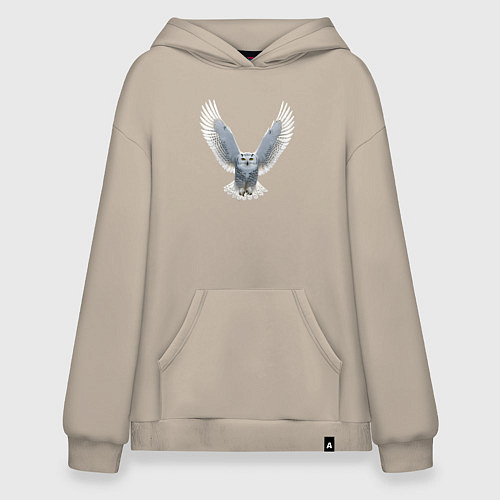 Худи оверсайз Сова с расправленными крыльями / Миндальный – фото 1