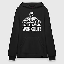 Толстовка-худи оверсайз Arnold - hasta la vista workout, цвет: черный