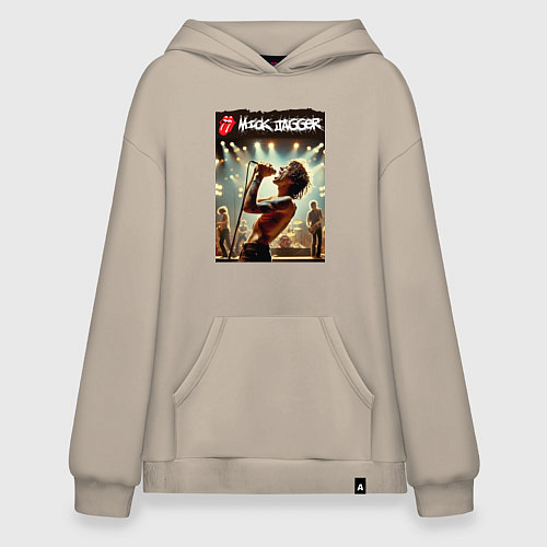 Худи оверсайз Мик Джагер - Роллинг Стоунз / Миндальный – фото 1