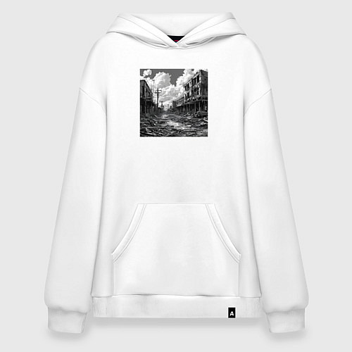Худи оверсайз Разрушенный город / Белый – фото 1