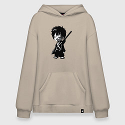 Толстовка-худи оверсайз Маленький воин-самурай, цвет: миндальный