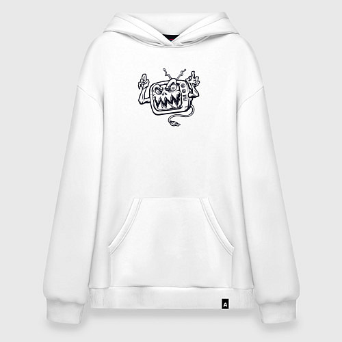 Худи оверсайз Телевизор монстр / Белый – фото 1