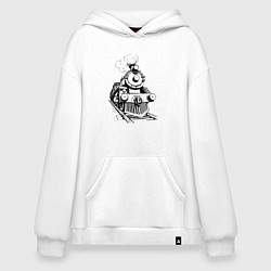 Толстовка-худи оверсайз Векторный паровоз, цвет: белый