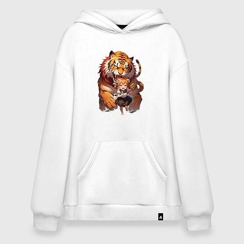 Худи оверсайз Дева в тени тигра / Белый – фото 1