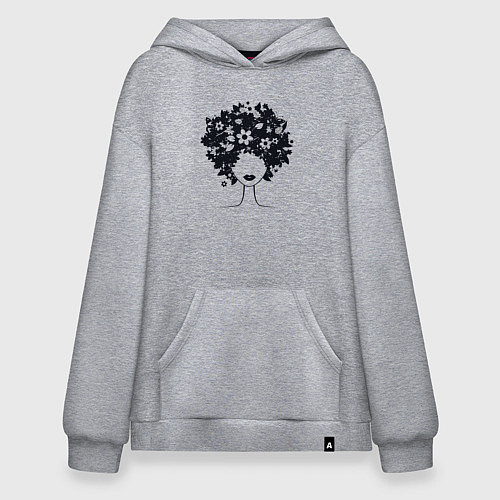 Худи оверсайз Цветочная девушка / Меланж – фото 1