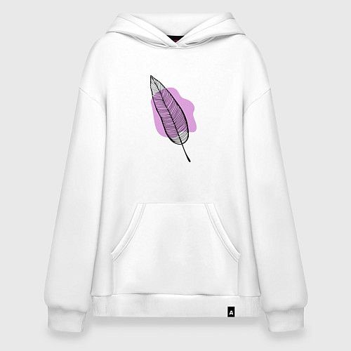 Худи оверсайз Контуры листа на сливовом / Белый – фото 1