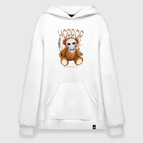 Худи оверсайз Медвежонок с ножом в маске из пилы / Белый – фото 1