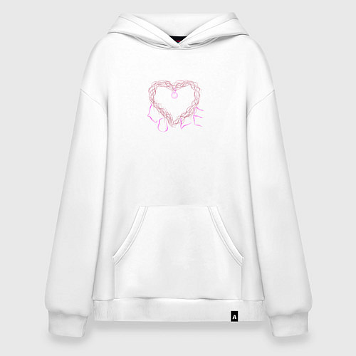 Худи оверсайз Сердце из веток с надписью любовь / Белый – фото 1