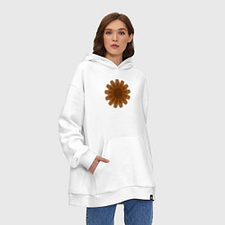 Толстовка-худи оверсайз Коричневые шестерёнки, цвет: белый — фото 2