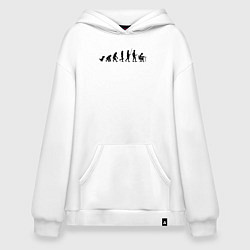 Толстовка-худи оверсайз Цикл эволюции человека-программиста, цвет: белый