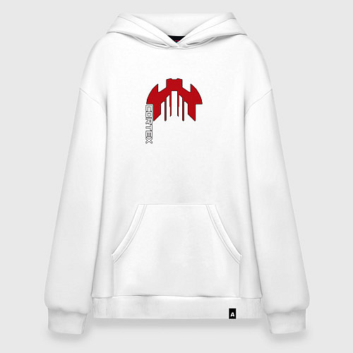 Худи оверсайз Cortex красный чёрная обводка / Белый – фото 1