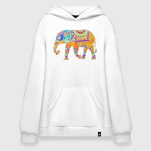 Худи оверсайз Батик слон индийский / Белый – фото 1