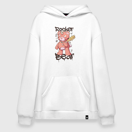 Худи оверсайз Медведь рокер / Белый – фото 1