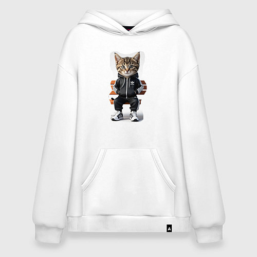 Худи оверсайз Котенок гопник / Белый – фото 1