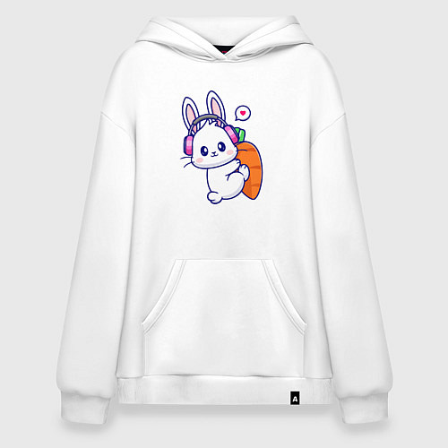 Худи оверсайз Музыкальный зайка с морковкой / Белый – фото 1