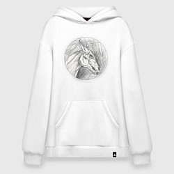 Толстовка-худи оверсайз Черепа лошадей, цвет: белый