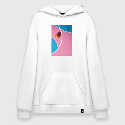 Худи оверсайз Баскетбольная площадка сверху и мяч / Белый – фото 1