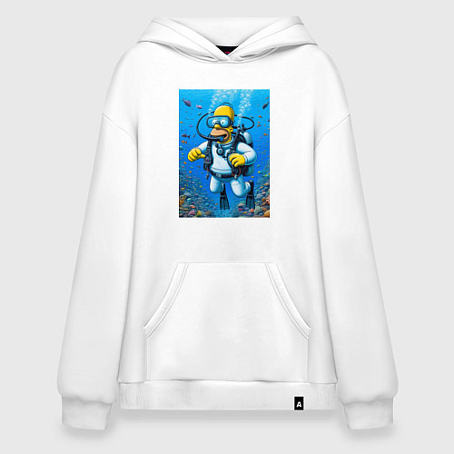 Худи оверсайз Homer diving - ai art fantasy / Белый – фото 1
