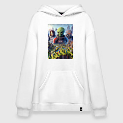 Толстовка-худи оверсайз Масс Эффект и Майнкрафт - коллаба нейросеть, цвет: белый