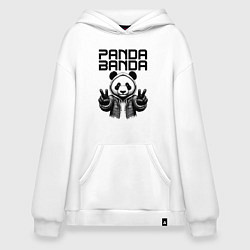 Толстовка-худи оверсайз Panda banda - mafia, цвет: белый