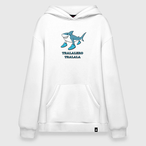 Худи оверсайз Акула в кроссовках, мем, tralalero tralala / Белый – фото 1